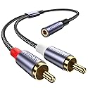 MOSWAG 3.5mm to RCA Cable,25CM 3.5mm Female to 2RCA Male Stereo Audio Cable Gold-Plated for TV,Smartphones,MP3,Tablets,Speakers,Home Theater
