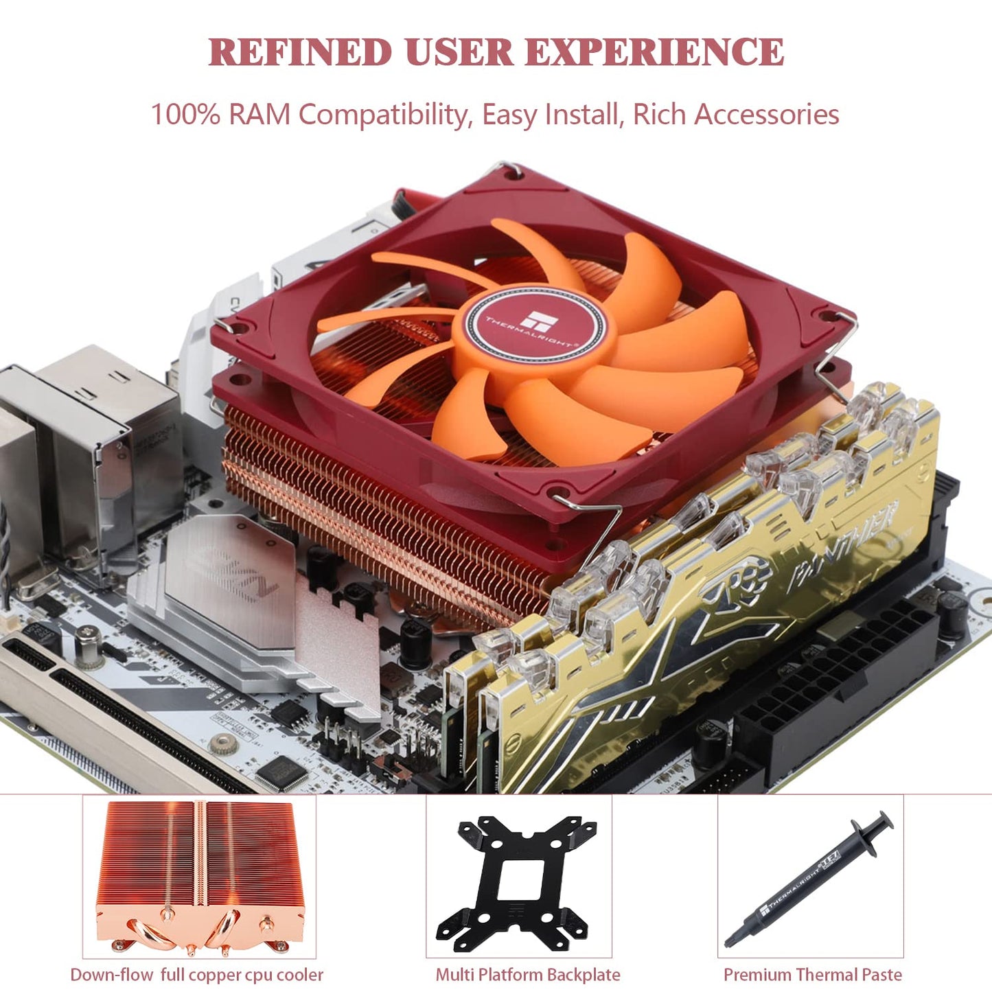 Thermalright AXP90-X47 Full Low Profile ITX CPU Air Cooler, 47mm Height Cooling, TL-9015R Slim PWM Fan, 2700RPM Speed, for AM4 AM5/Intel