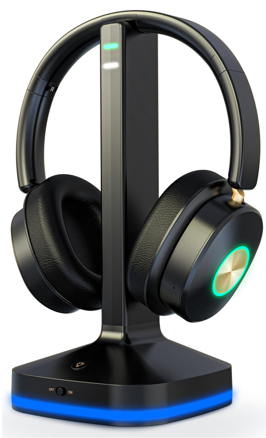 Wireless Headphones for TV, TV Headphones Wireless for Senior with Digital Optical RCA AUX 3.5 MM Transmitter Charging Dock, Over Ear Headphones
