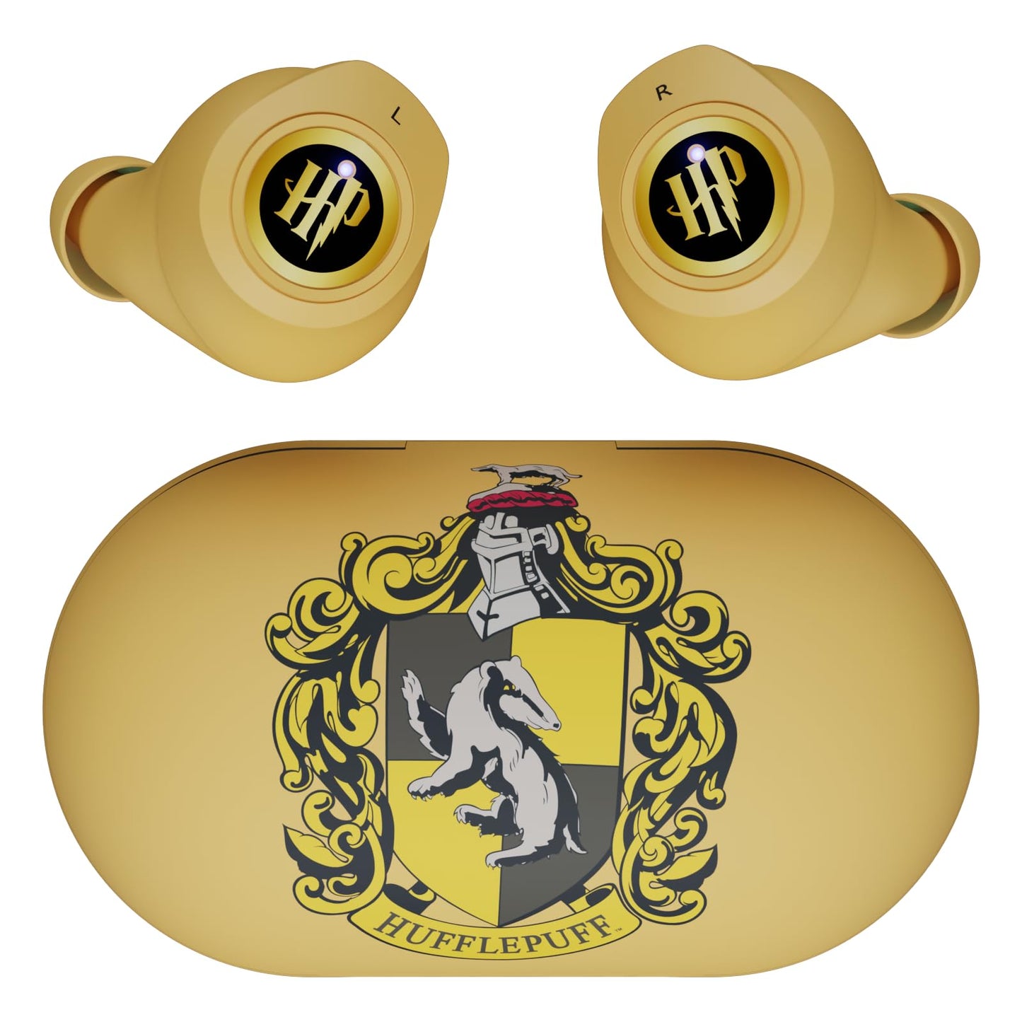 iJoy Harry Potter Hufflepuff Wireless Bluetooth Earbuds with Charging Case, Built-in Mic, 30 Hr Playtime, Officially Licensed | Harry Potter Gifts