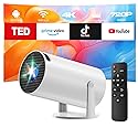 Mini Portable Projector with WiFi and Bluetooth, Movie Proyector Support 4K Built-in Apps 220° Rotation Auto Keystone Smart Projector for Bedroom