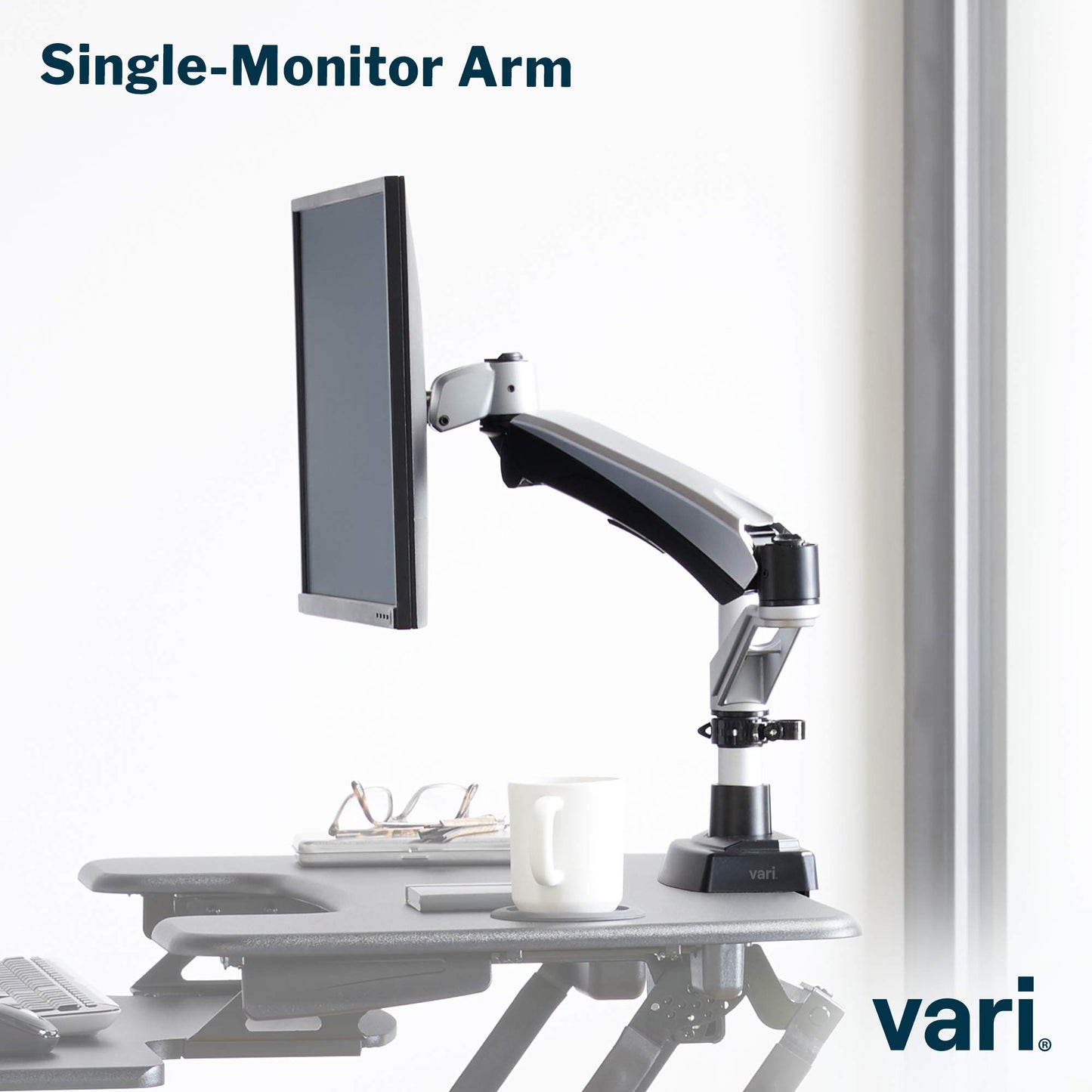 Vari Single Monitor Arm - VESA Monitor Mount w/ 360 Degree Adjustment - Monitor up to 27 inches, 19.8 lbs - Single Monitor Mount with Full