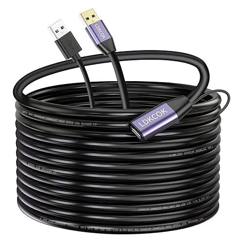 LDKCOK USB 2.0 Type A Male to A Female Active Repeater Extension Cable 30ft, High Speed 480 Mbps