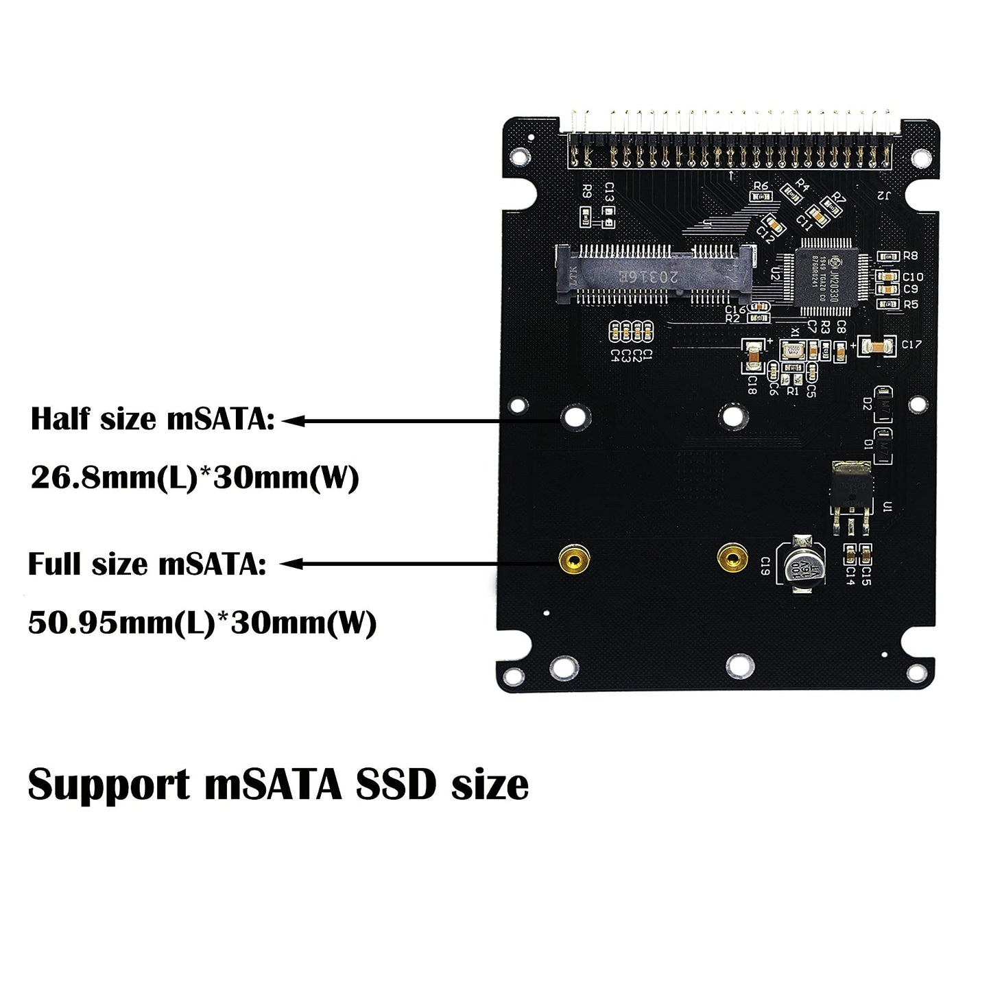GINTOOYUN MSATA Mini PCI-E SSD to 2.5 Inch IDE 44Pin Enclosure Adapter, Black for Notebook Laptop?Desktop Computer and More