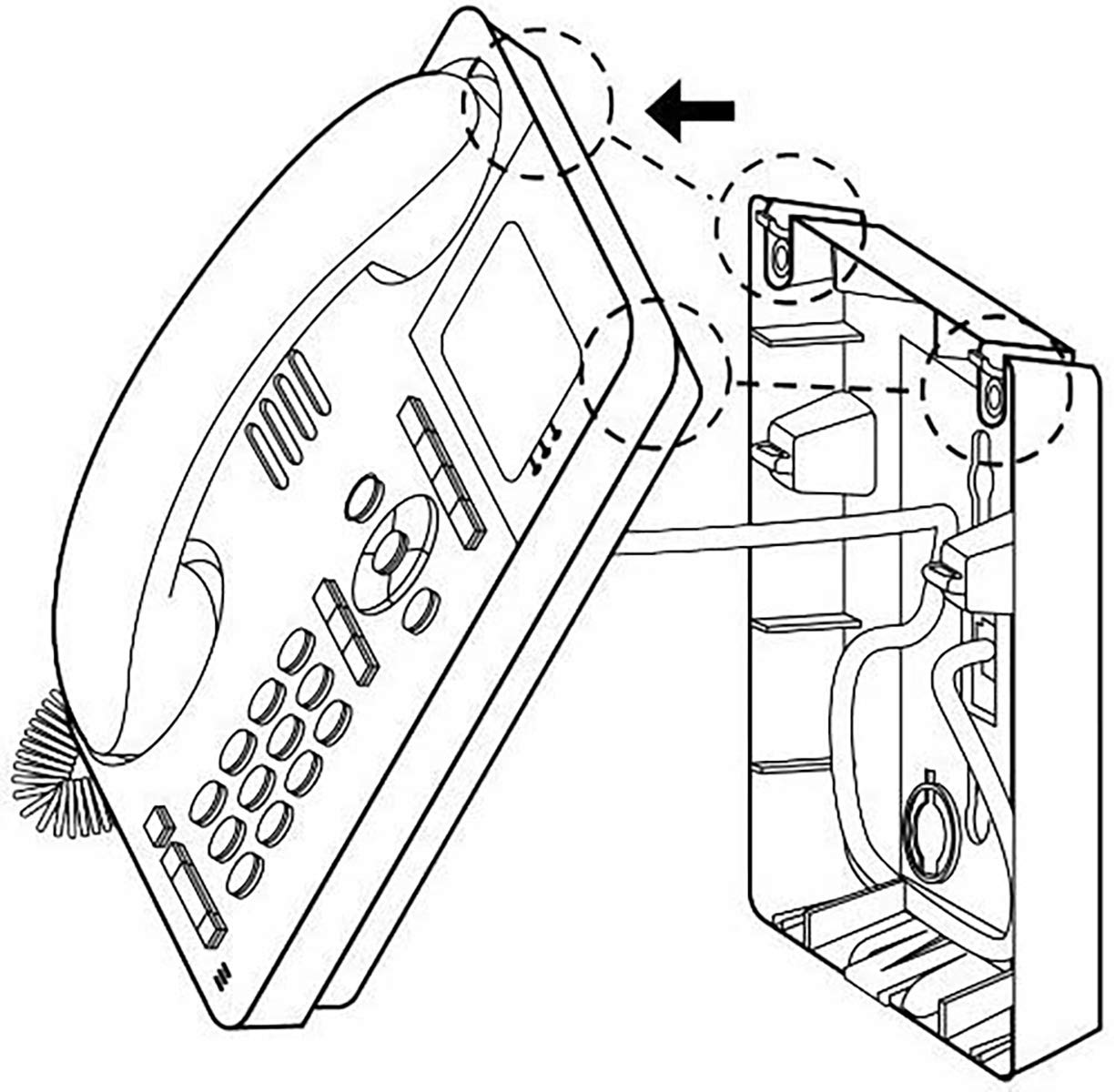 GSDT Wall Mount Kit for Avaya 9500 and 9600 Series - 9504 9508 9608 9611 9620 Digital/IP Mountable Phones, Mounting Only, Black