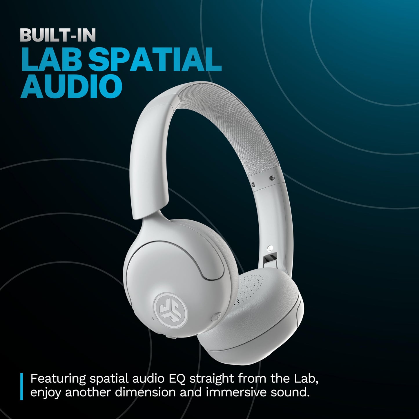 JLab, Go Lux ANC, On Ear Headphones, Active Noise Cancelling, Bluetooth MultIPoint, Cloud White