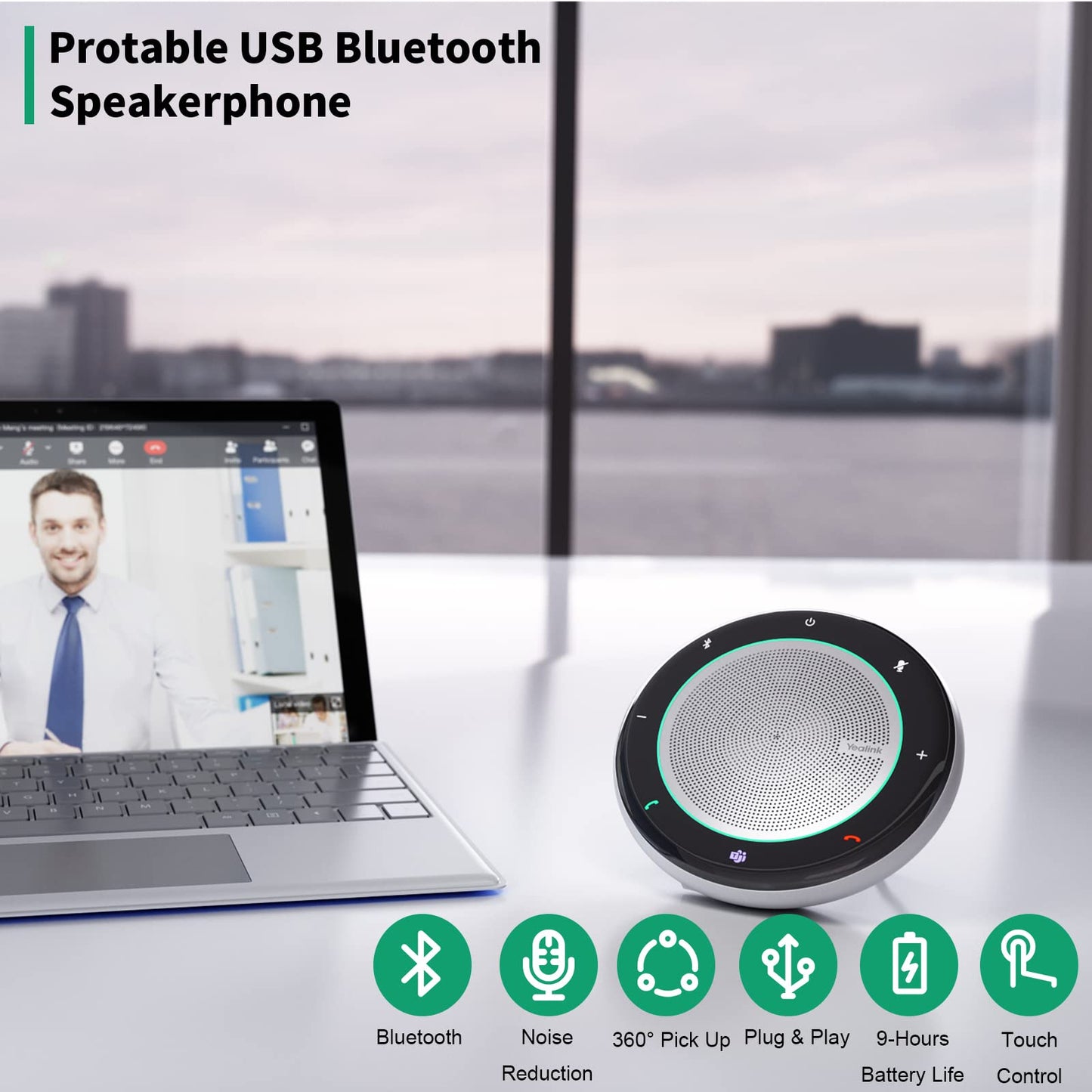 Yealink CP700 Bluetooth Speakerphone with Dongle Teams Certified, Portable Conference Speaker and Microphone for Meeting, Softphone, Unified