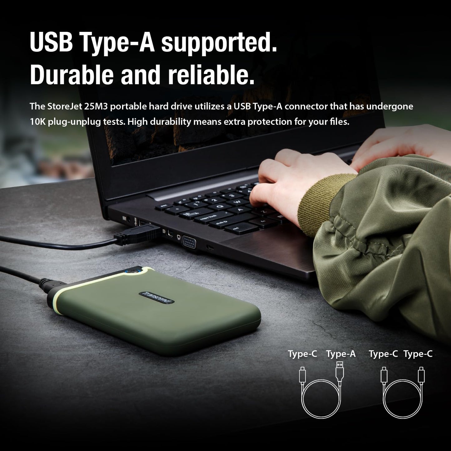 Transcend 2TB SJ25M3, USB 3.1 Portable Hard Drive Rugged, Anti-Shock Resistant, Compact and Lightweight with Lightning-Fast Speeds, One Touch Backup