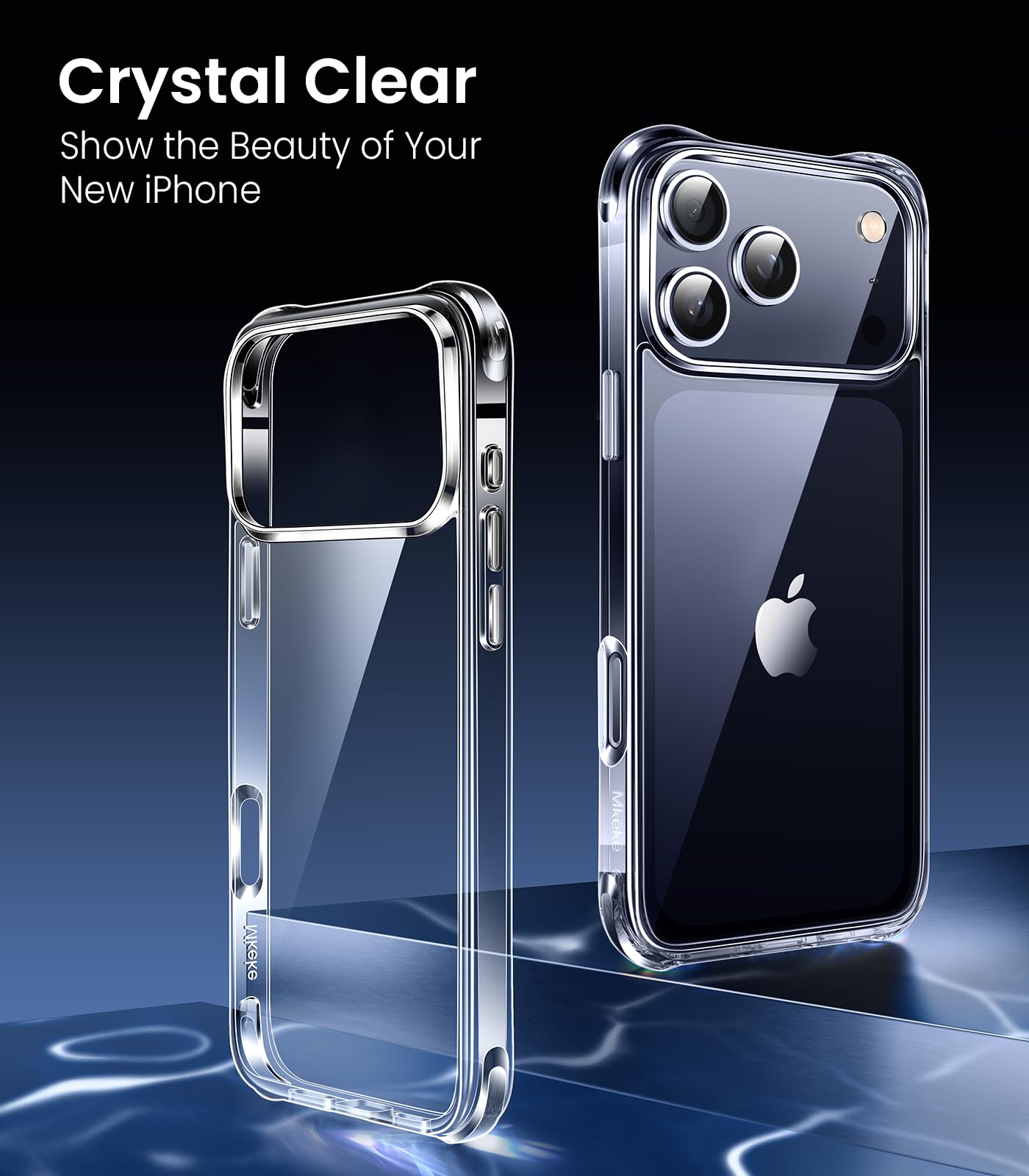 Mkeke for iPhone 17 Pro Max Case Clear, [Not Yellowing] [Military-Grade Drop Protection] Protective Clear for Apple 17 Pro Max Case with Shockproof