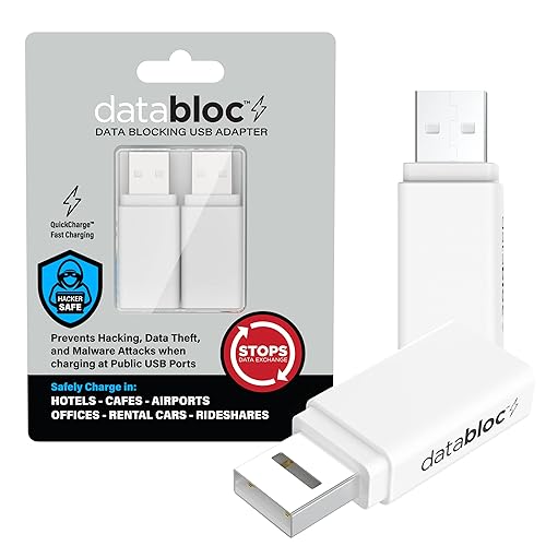 Eyebloc USB A Data Blocker Adapter - Secure Charging to Prevent Juice Jacking - Portable Airport Charger Blocker for On-The-Go Security - Compact USB