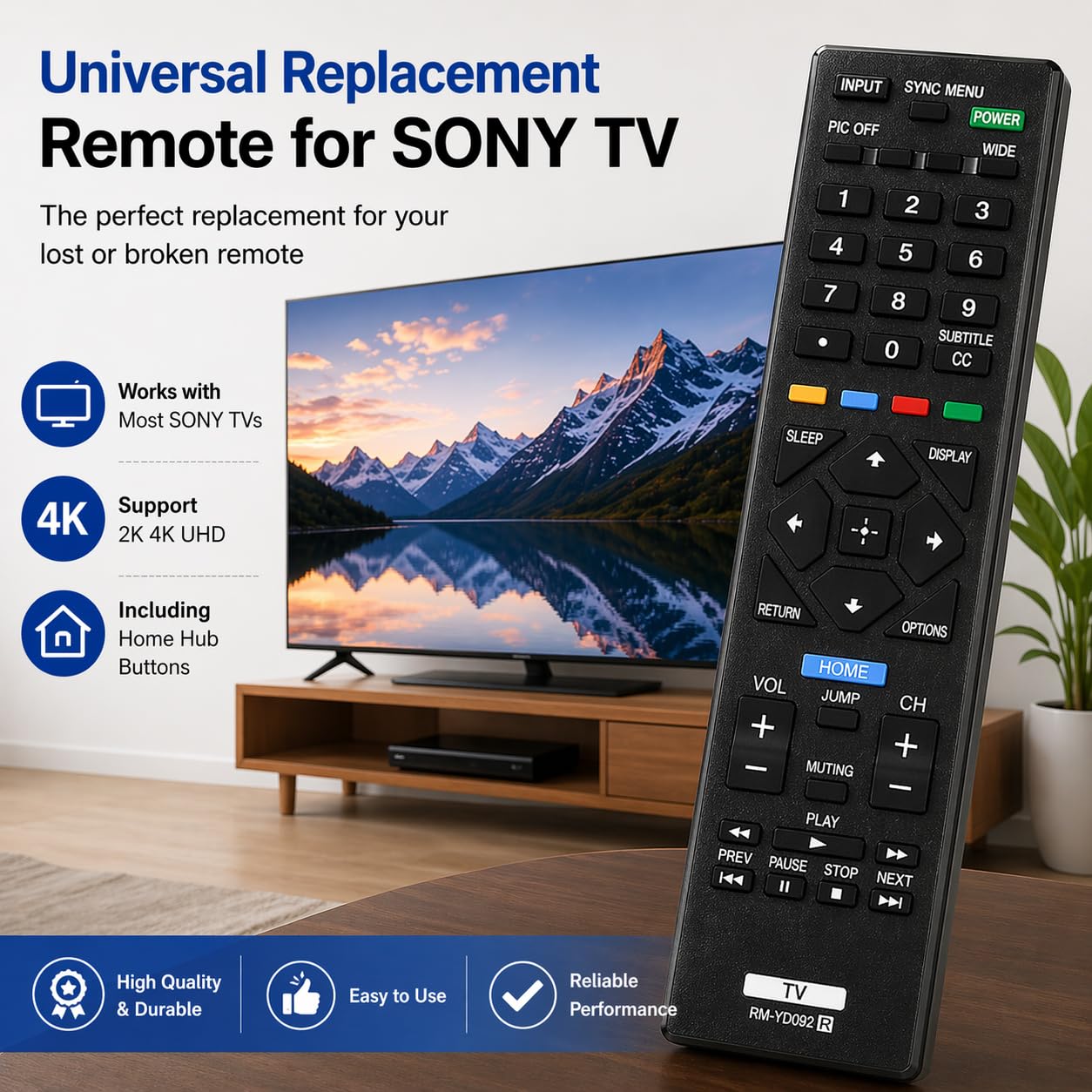 Universal Remote Replacement for All Sony LCD LED TV and Bravia TVs