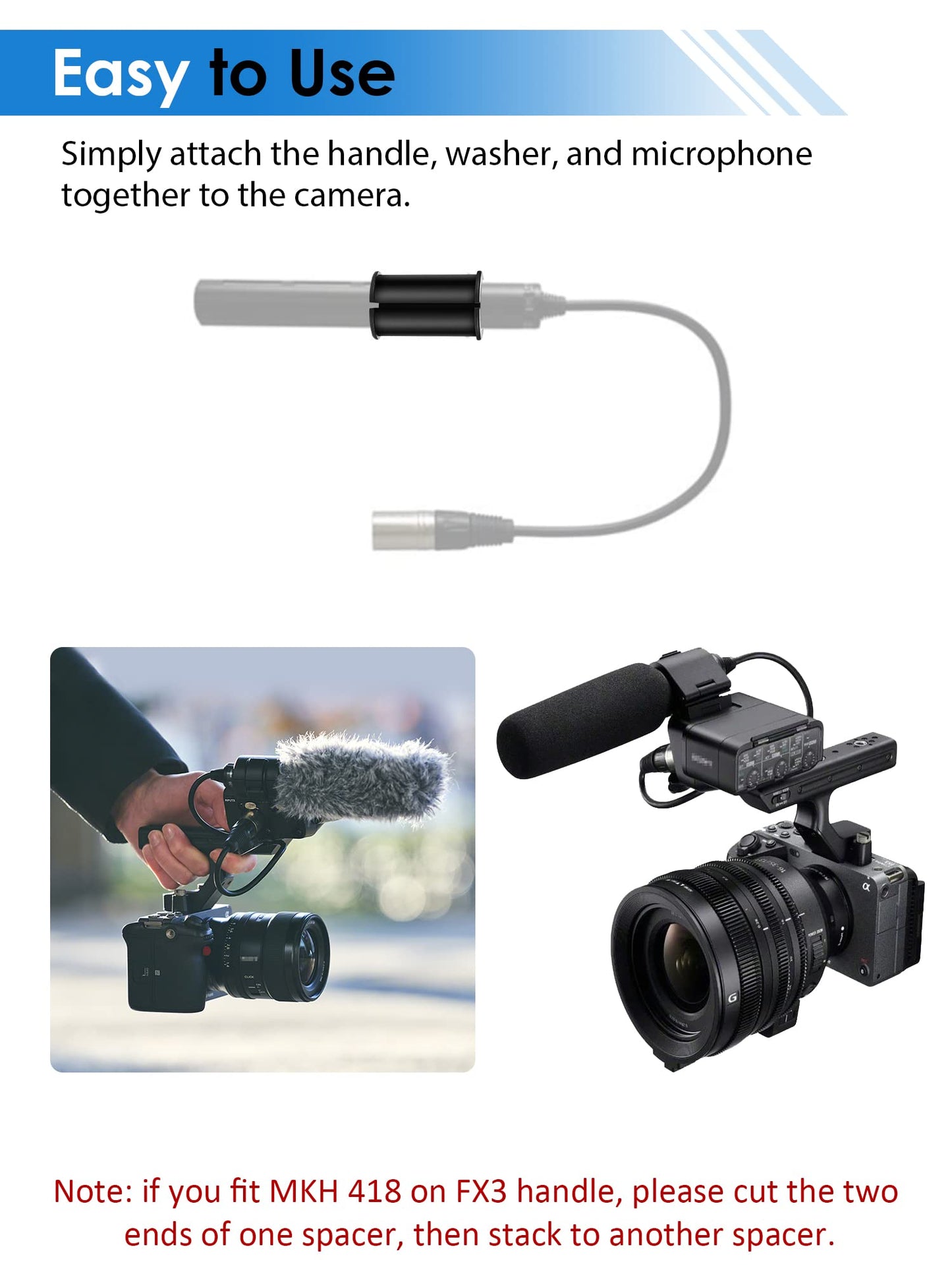 Etour 6 Pcs Microphone Shock Mount Rubber Spacer Tube Microphone Sleeve Washer Compatible with Sony Camcorder Rode NTG, Sennheiser MKH Shotgun Mic