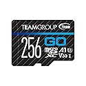 TEAMGROUP GO Card 256GB MicroSDXC UHS-I U3 V30 4K for Action Cameras & Drone High Speed Flash Memory Card with Adapter for Outdoor Sports&Vlog, 4K