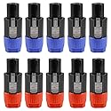 ACEIRMC 4-Pole 4Pin NL4FC Connector Ohm Plug Speaker Audio Cable Plug Adapter Compatible with Neutrik Speakon NL4FC, NL4FX, NL2FC (5pcs Orange + 5pcs