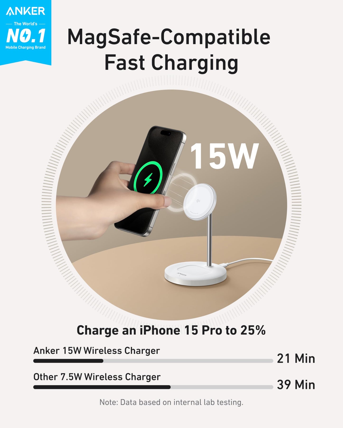Anker MagGo 2-in-1 MagSafe Compatible Qi2 15W Wireless Charging Stand