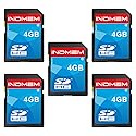INDMEM SD Card 4GB 5 Pack SDHC Class 4 Flash Memory Card 4 GB Digital Camera Cards