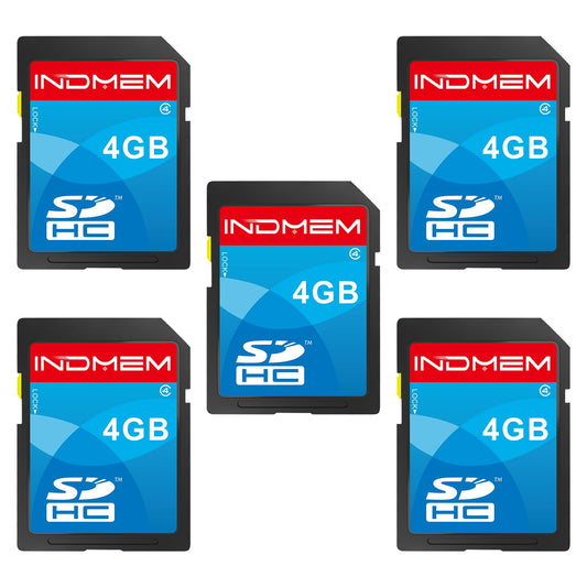 INDMEM SD Card 4GB 5 Pack SDHC Class 4 Flash Memory Card 4 GB Digital Camera Cards