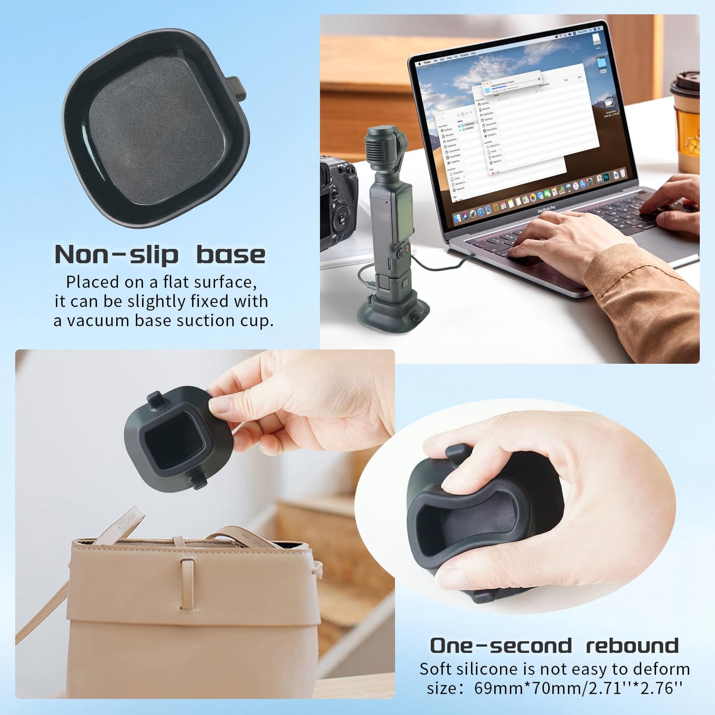 FIFIELD Silicone Suction Base Mount for Pocket 3 Nonslip Soft Desktop Stand Camera Mount Support Base Accessory Compatible with DJI Osmo Pocket 3