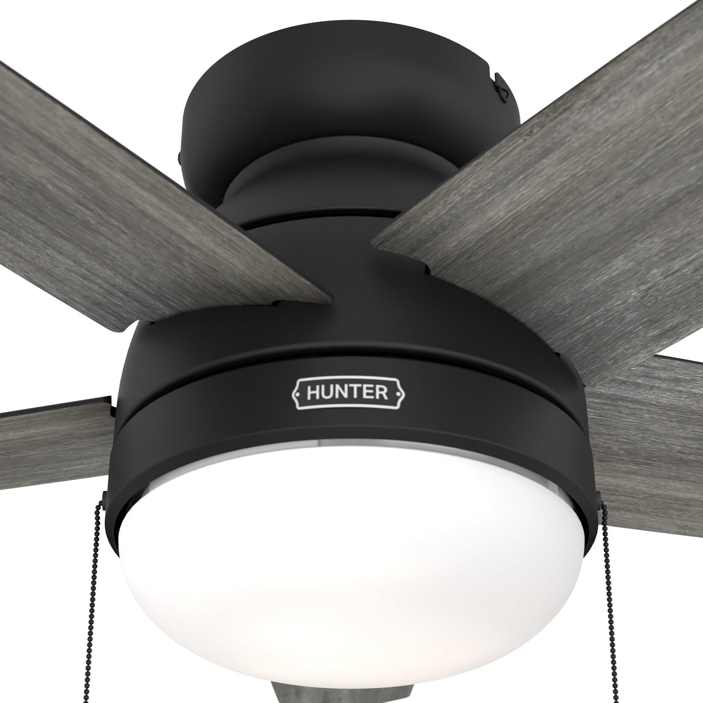 Hunter Fan 44 Inch Low Profile Matte Black Finish Indoor Ceiling Fan With LED Light Kit and Pull Chain (Renewed)