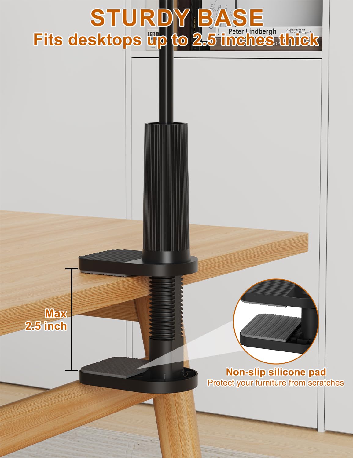 Crnthyr Phone Holder for Bed, Gooseneck Phone Holder for Desk Bedside Table, Flexible Gooseneck Long Arm Stand with Adjustable 360°Cell Phone Mount