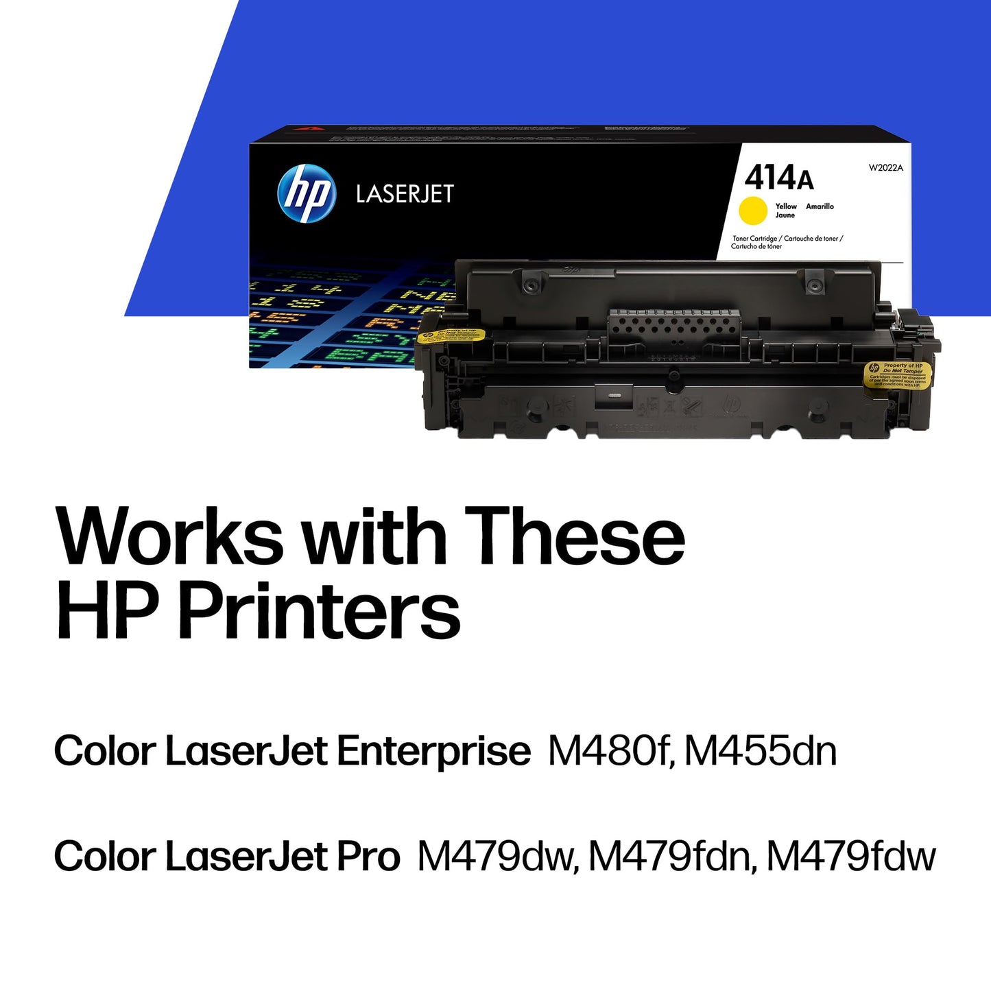 HP 414A Yellow Toner Cartridge | Works with Color LaserJet Enterprise M455dn, MFP M480f, Pro M454, MFP M479 Series | W2022A
