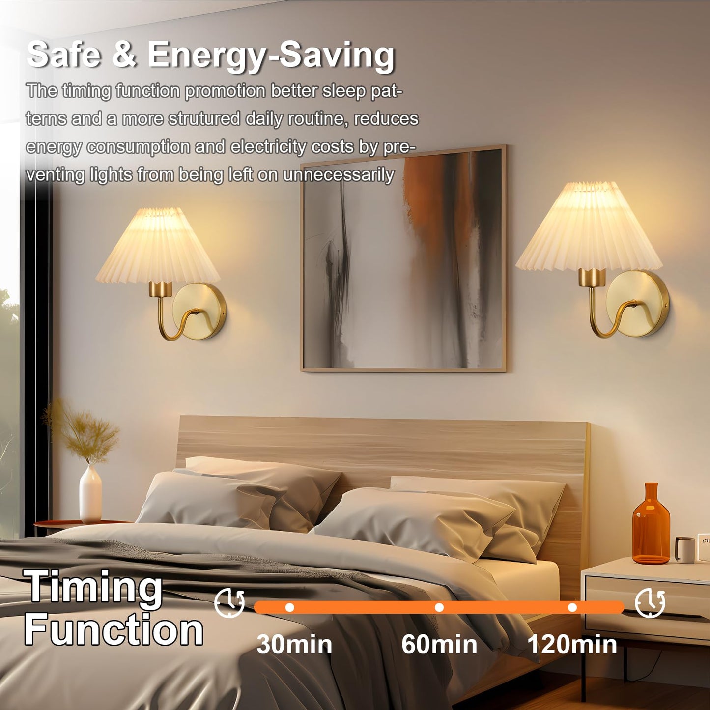 ADISUN Wall Sconces Sets of 2 RGB Battery Operated Wall Sconces for Bedroom Dresser Classic Golden Wall Lamp with Remote for Living Room Bathroom
