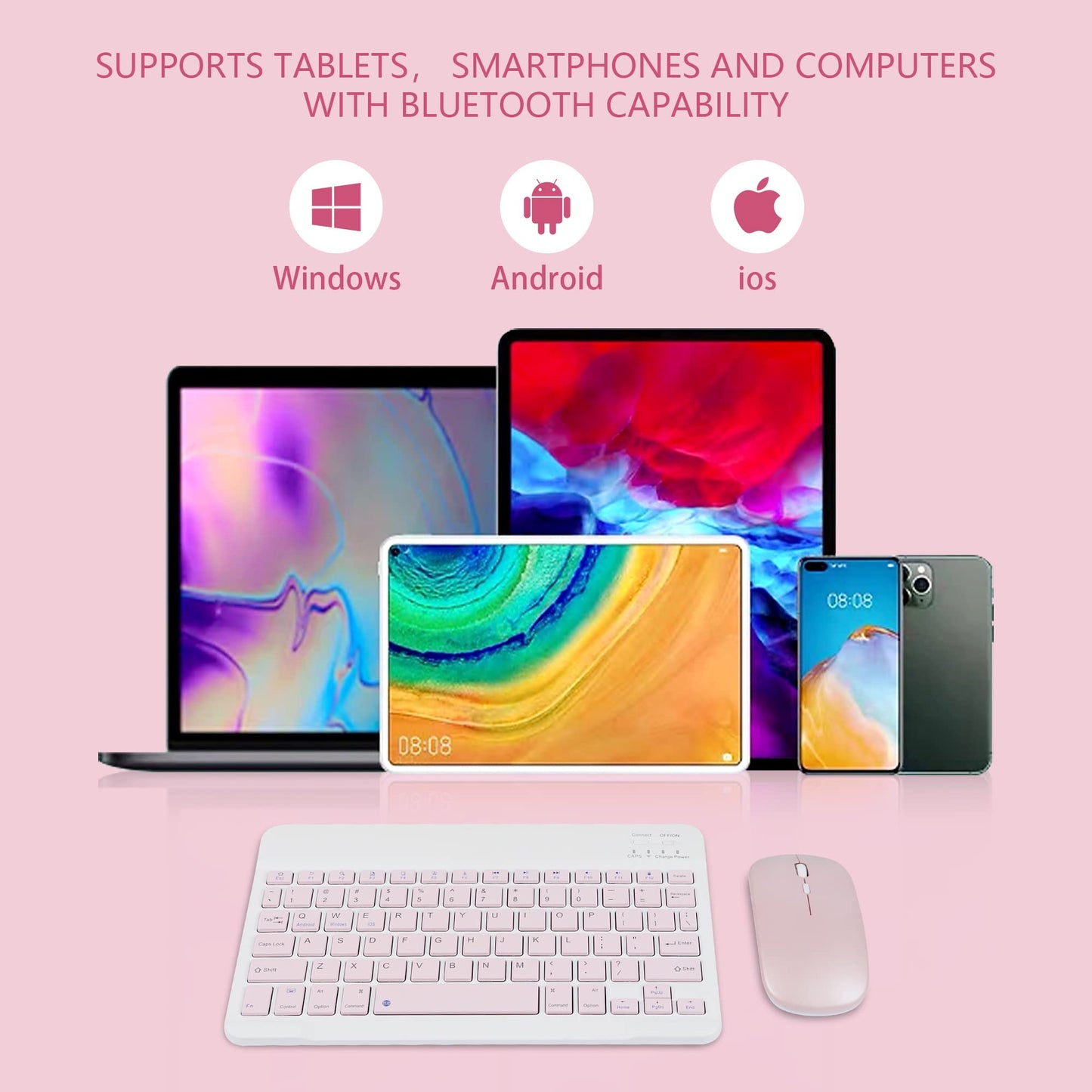 Wireless Keyboard and Mouse Bluetooth Rechargeable Wireless Mouse Keyboard Set Ultra-Slim Portable Compact Keyboard and Mouse Combo