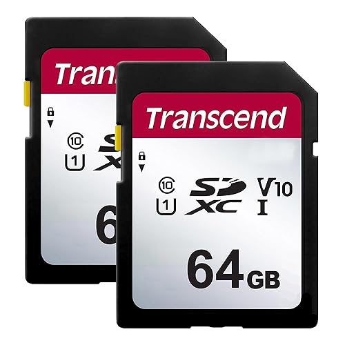 Transcend 64GB Secure Digital SDXC UHS-I Memory Card, Compatible with Canon EOS Rebel T5 Digital Camera - Class 10, U1, 100MB/s, 300 Series - Pack