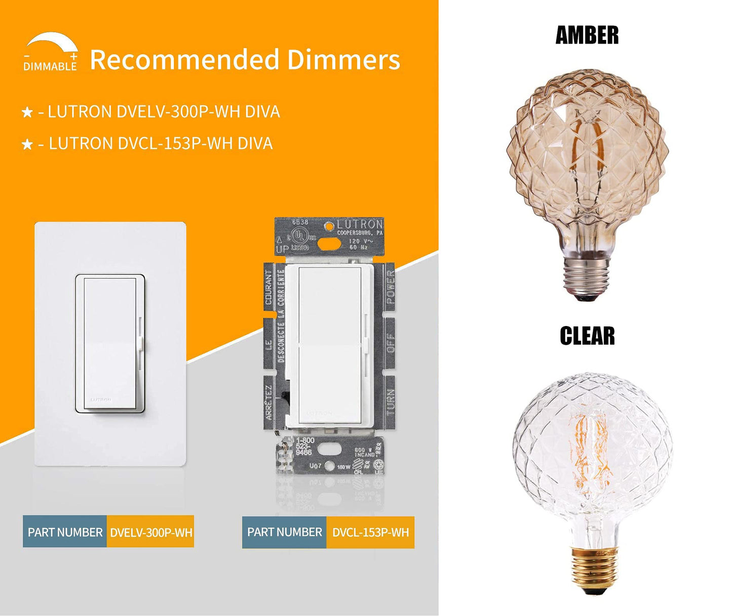 Vintage LED Edison Bulb G30 4W Dimmable LED Filament Bulb Globe Pineapple Shaped Light Bulb 2300K Warm White E26 400LM Equivalent 40W Incandescent