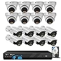 4COVR 4K 16 Channel Security Camera System PoE, 2-Way Audio Talk, AI Person Vehicle Detection & Smart Color Night Vision, UHD 4TB NVR, 8 Dome 8 Bullet