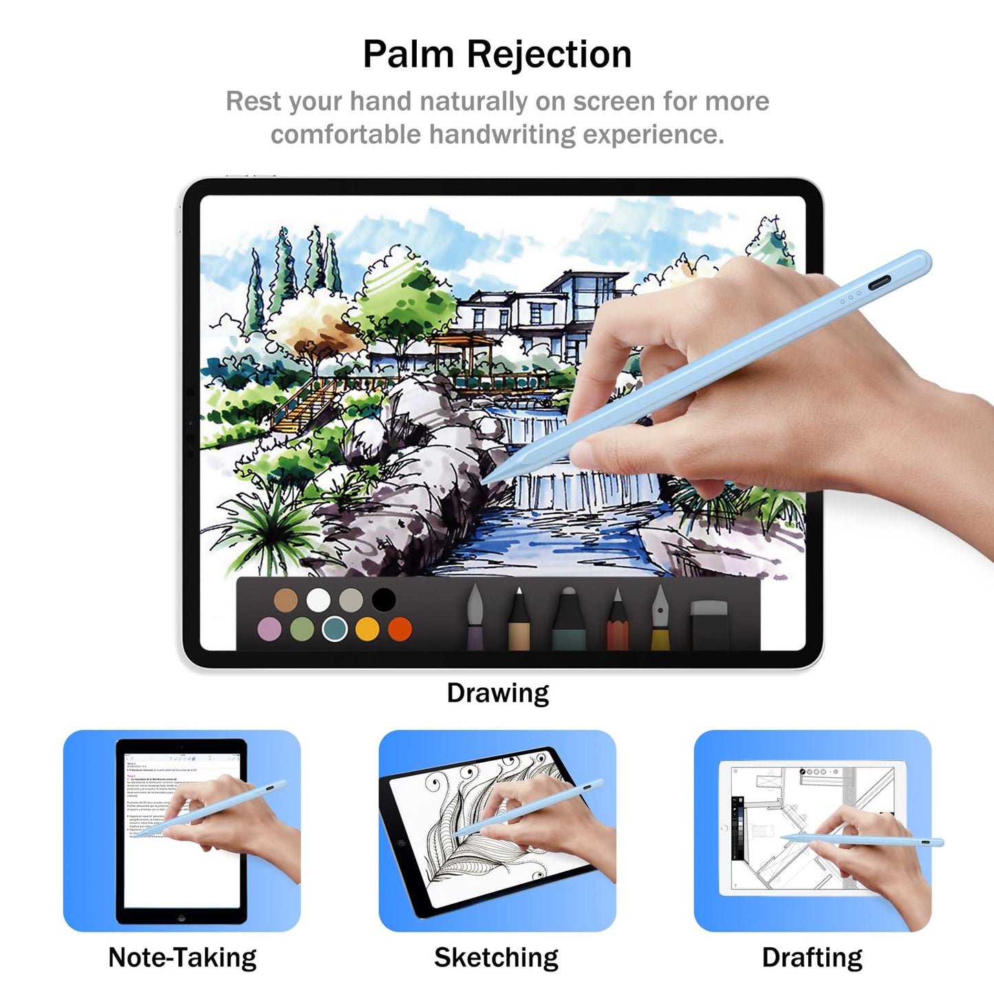 Cisteen Stylus Pen for iPad 2026-2018 with Faster Charge,Tilt Sensor Pencil Compatible with iPad 10/9/8/7/6,11th A16,Air 11/13 M2/M3/M4,Pro 11/13