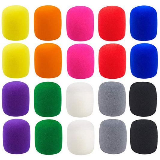 luckkyme 20 Pcs Colorful Foam Microphone Cover Top Grade Thick Handheld Stage Mic Windscreen, 10 Color
