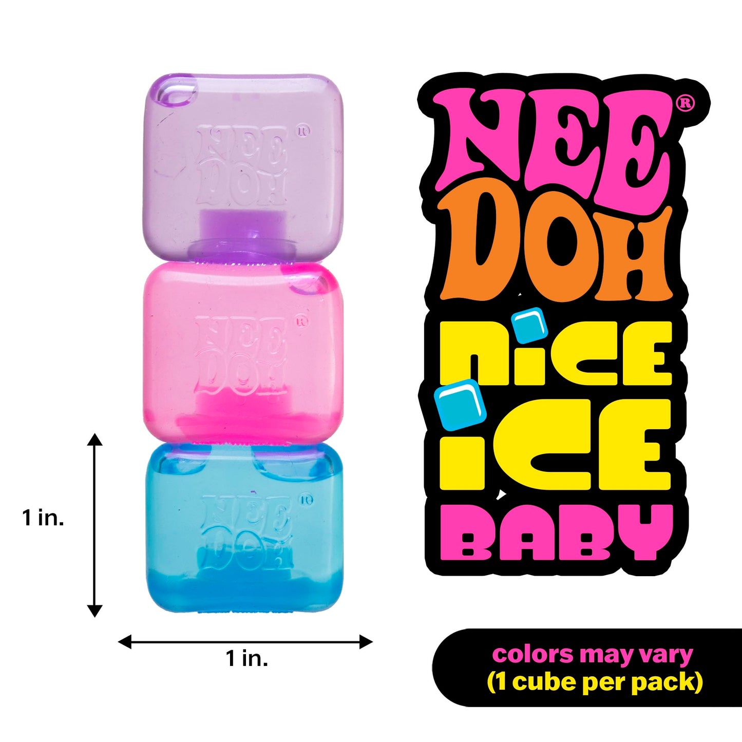 Schylling NeeDoh Nice Ice Baby - Sensory Squeeze Toy - Super Solid Squish - 1.25" Wide - Color May Vary (Pack of 1)