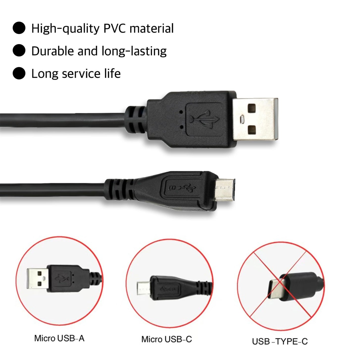 KKPOERT Micro USB Charging Cable for Children's Camera Universal Charging Cable Compatible with Instant Digital Cameras (only Compatible