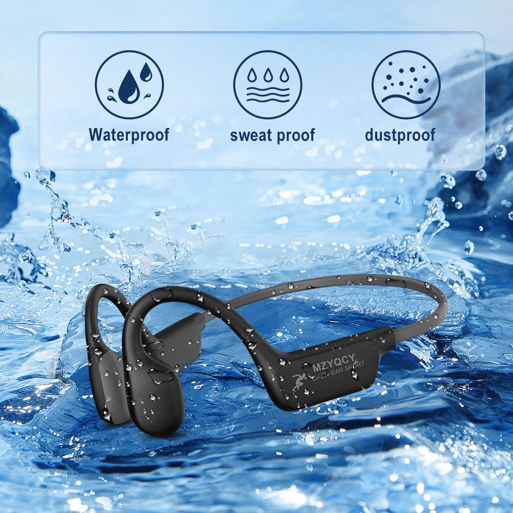 MZYQCY Bone Conduction Headphones, Open Ear Bluetooth 5.4 Headset with Mic