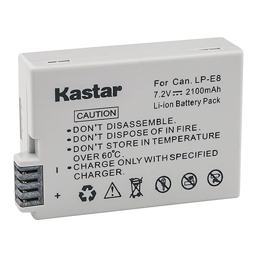 Kastar LPE8 Battery (1-Pack) Compatible with Canon LP-E8, LC-E8E, BG-E8 and Canon EOS 550D, EOS 600D, EOS 700D, EOS Rebel T2i, EOS Rebel T3i, EOS