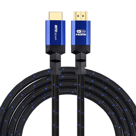 4K HDMI 2.0 Cable 3 ft. [5 Pack] by RitzGear. 18 Gbps Ultra High Speed Braided Nylon Cord & Gold Connectors - 4K@60Hz/UHD/3D/2160p/1080p/ARC