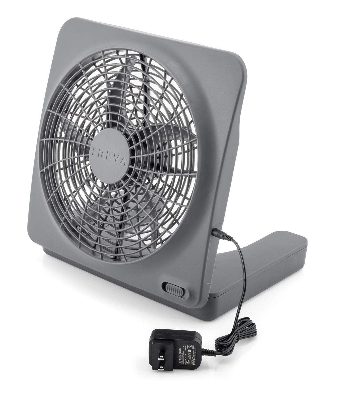 O2COOL Treva 10 Inch Portable Desktop Air Circulation Battery Powered Fan | 2 Speed Control, Compact Folding and Tilt Design w/ AC Adapter ( 2 PACK )