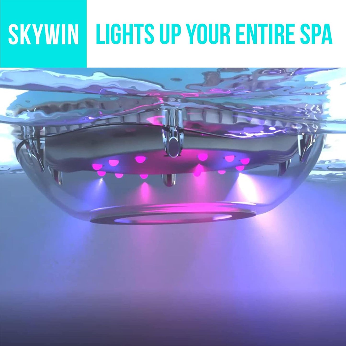 Skywin Floating Pool Speaker with Lights, Wireless Waterproof Bluetooth Speaker for Pool - Dual 5W Sound, Touch Controls, Rechargeable Shower Speaker