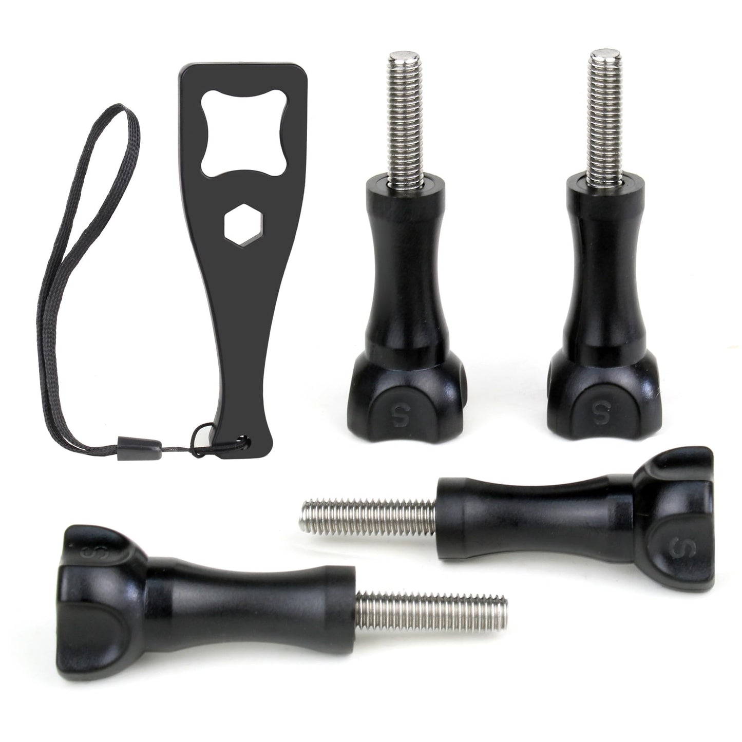 SOONSUN Thumbscrew Set 4pcs Long Thumb Screw Bolts and Wrench for GoPro Hero 13, 12, 11, 10, 9, 8, 7, 6, 5, 4, 3, Session, Max, Fusion, SJCAM, AKASO