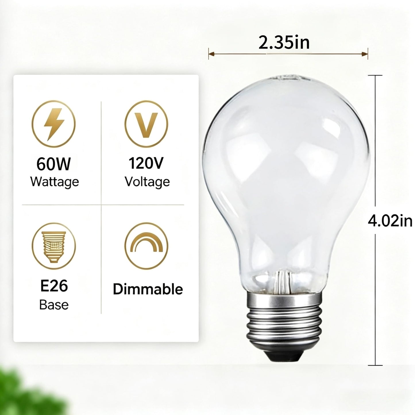 60 Watt Incandescent Light Bulbs, A19 Shatter Resistant Rough Service Light Bulb, Soft White, E26 Medium Base, Dimmable (4Pack)