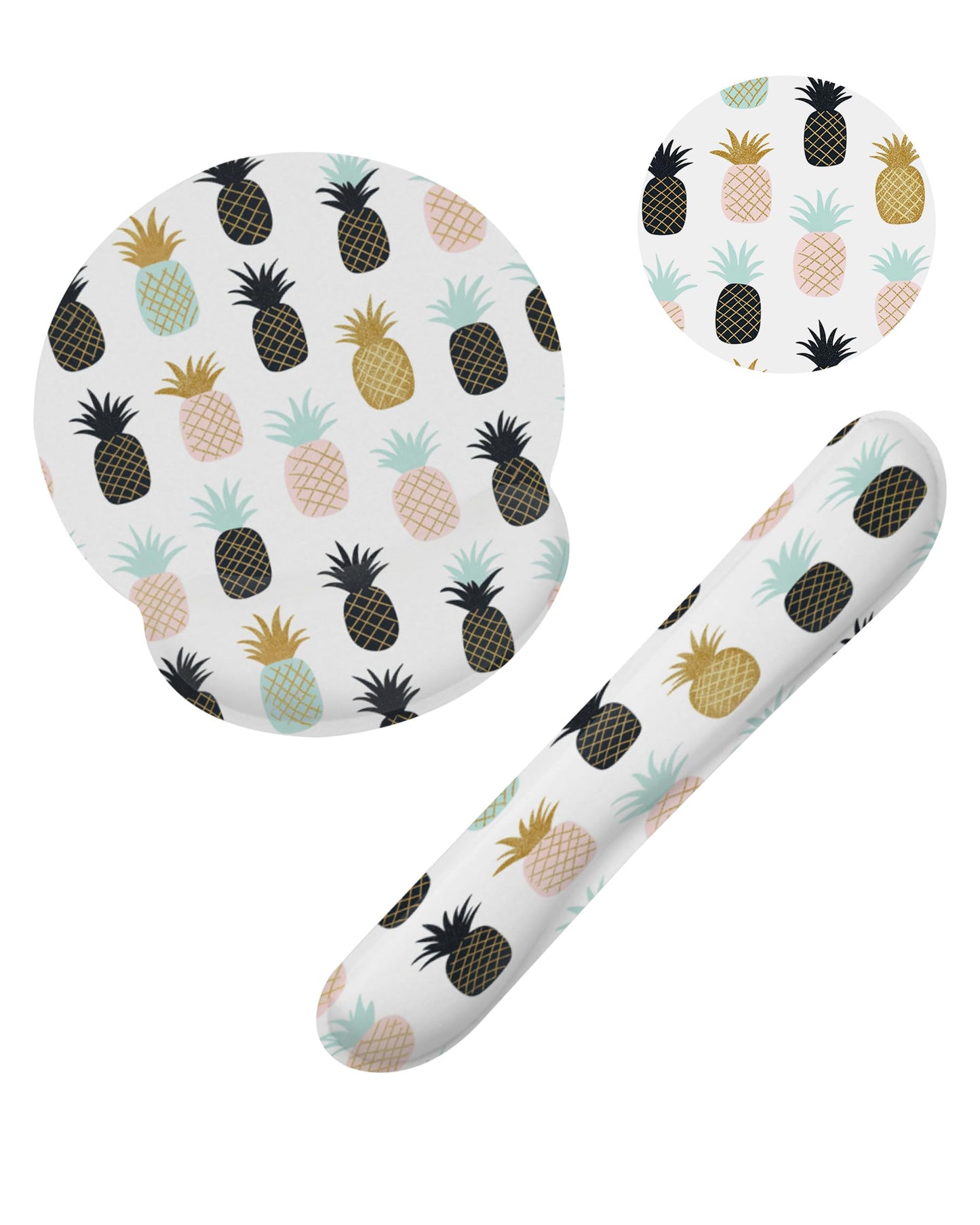 Abstract Tropical Pineapple Fruit Keyboard Wrist Rest Pad and Mouse Pad Wrist Support Set,3-in-1 Ergonomic Mouse Pad with Non-Slip Rubber Base