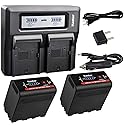 Kastar 2 Pack Battery and LCD Dual Fast Charger for Sony NP-F980 Pro NP-F970 HDR-AX2000 HDR-FX1 HDR-FX1000 HDR-FX1000E HDR-FX7 HDR-FX7E HVL-20DW