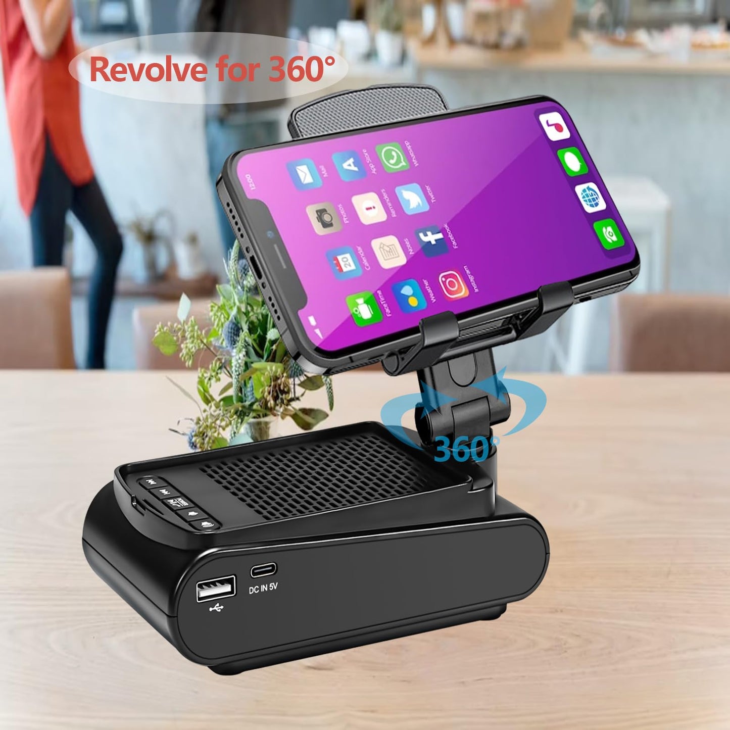 Fanlory Gifts for Men,Cell Phone Stand with Wireless Bluetooth Speaker HD Surround Sound for Home and Outdoors with Bluetooth Speaker for Desk