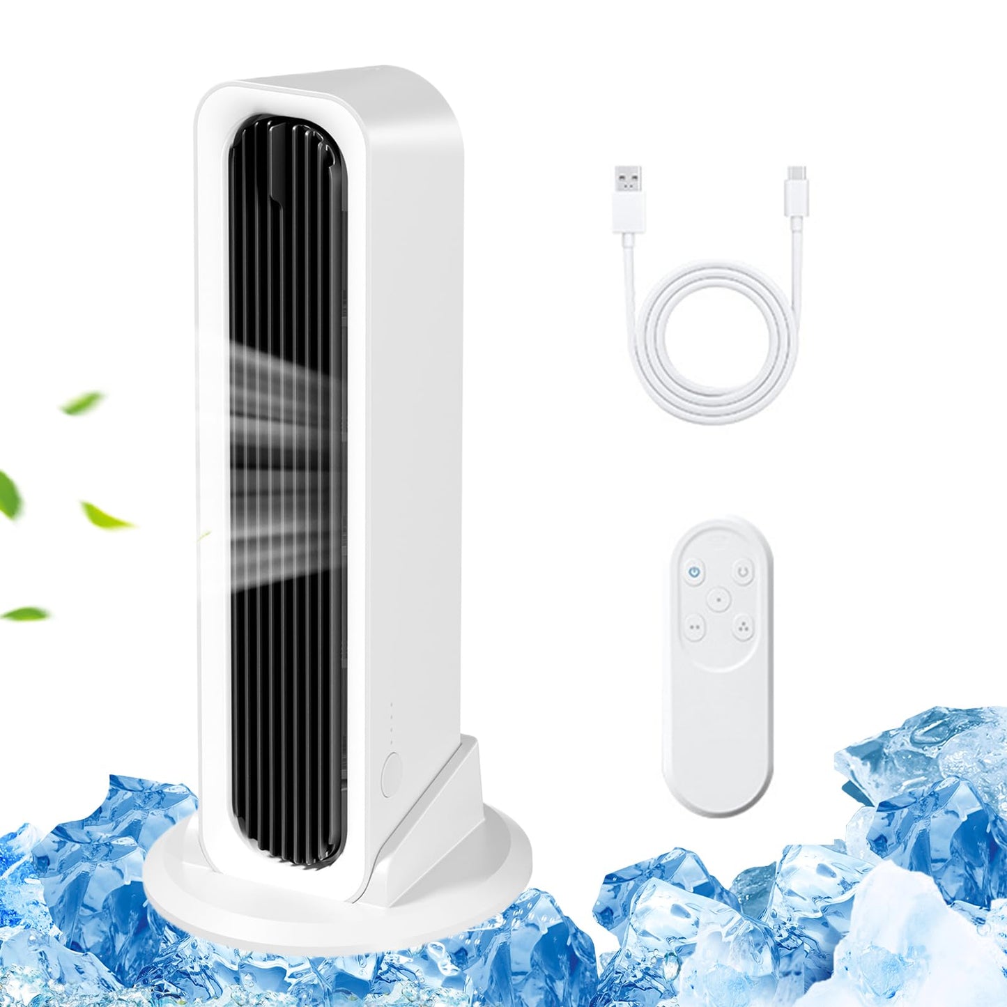 AOYEBO Bladeless Tower Fan, Rechargeable Oscillating Desk Fan with Remote,