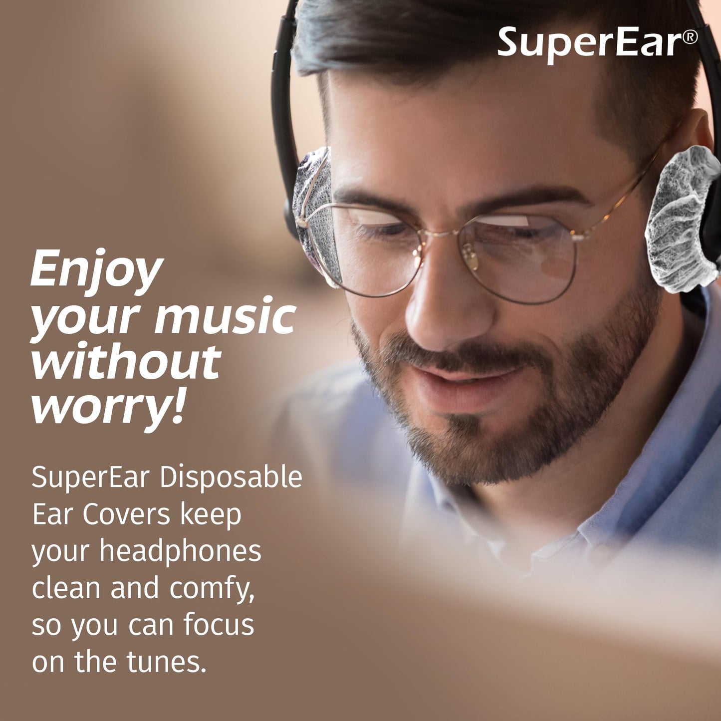 Sonic Technology Disposable Sanitary Ear Covers for Headphones and Headsets: 50 Pair (2.5") Woven Paper Head Phone Ear Caps - Hygienic Headset & Head
