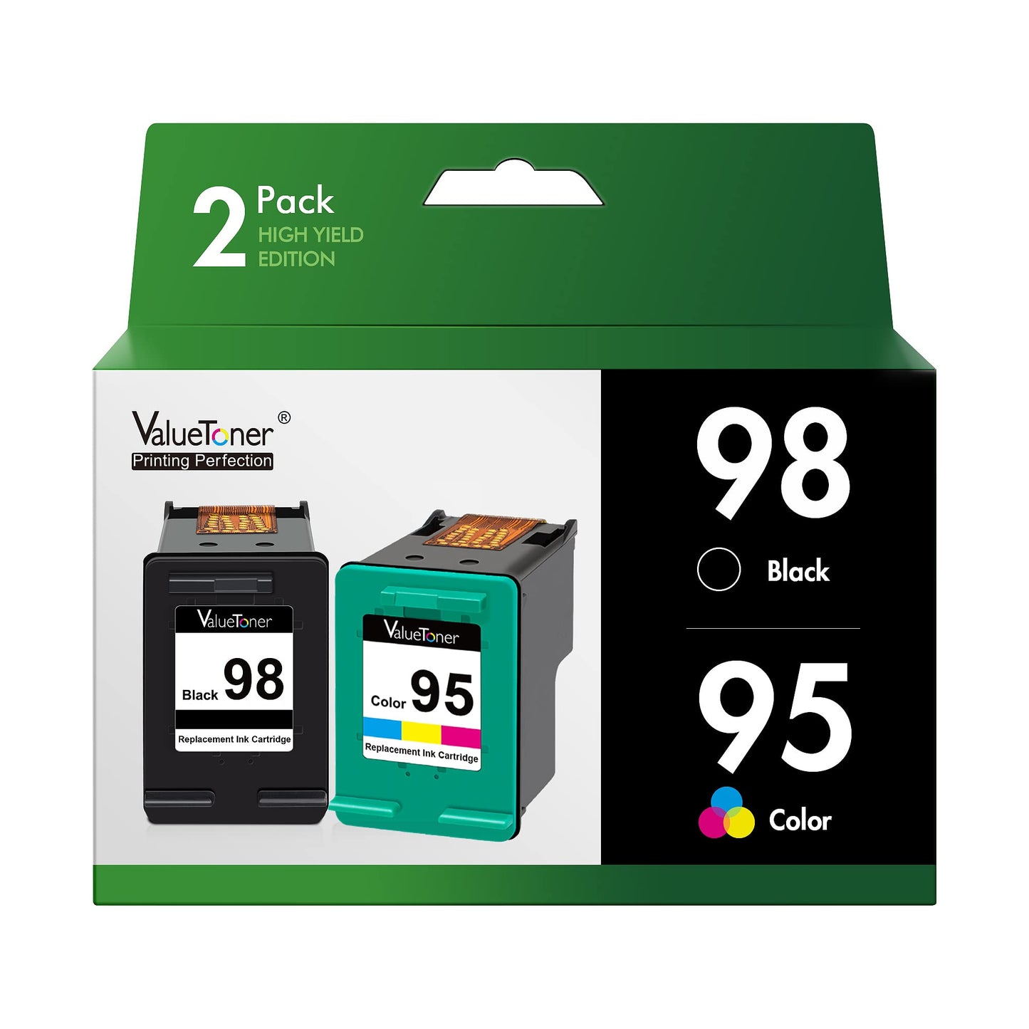 Valuetoner Remanufactured Ink Cartridge Replacement for HP 98 C9364WN & 95 C8766WN for Officejet 150 100 6310, PhotoSmart 8050 C4180 C4150, Deskjet