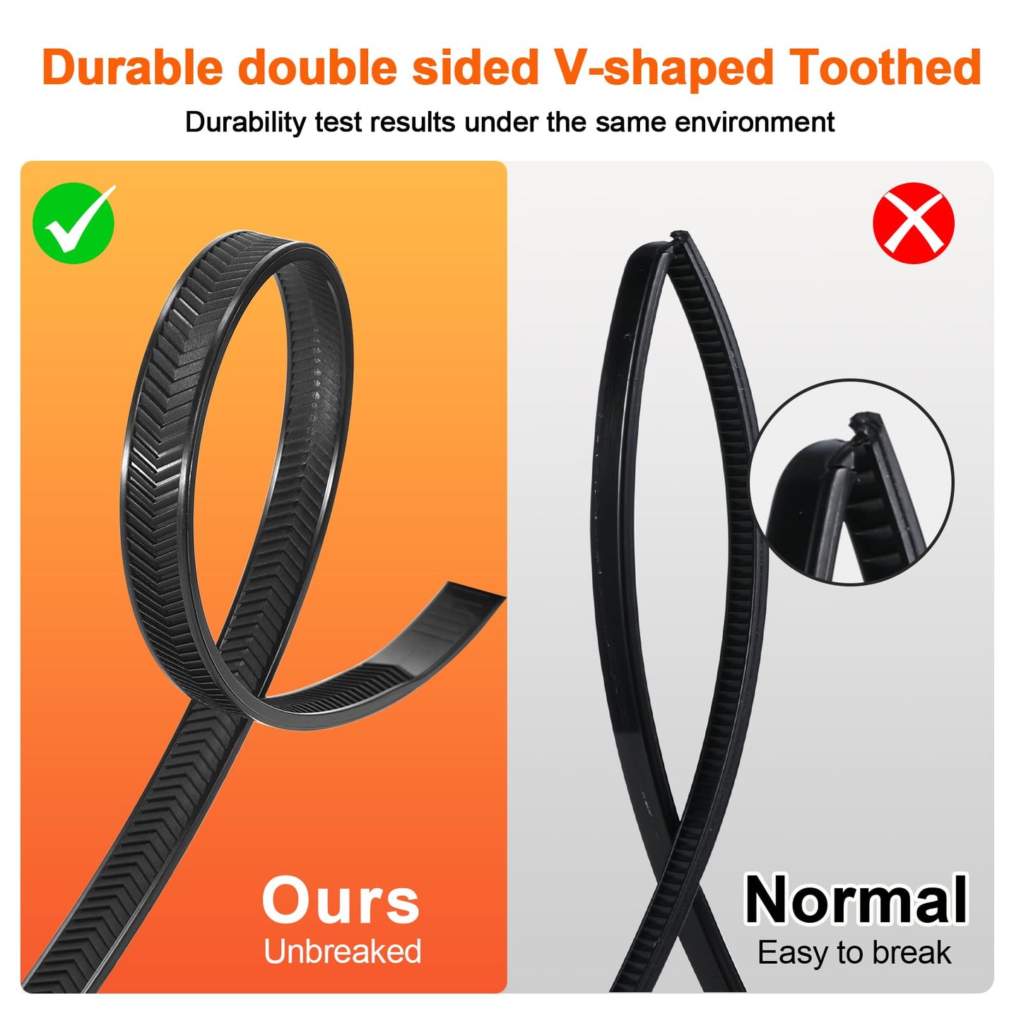 Zip Ties Heavy Duty ?12+12+18 Inch V-Shaped Toothed Double Sided Assorted Size With 200 LBS Tensile Strength Cable Wire Ties Adjustable More Durable
