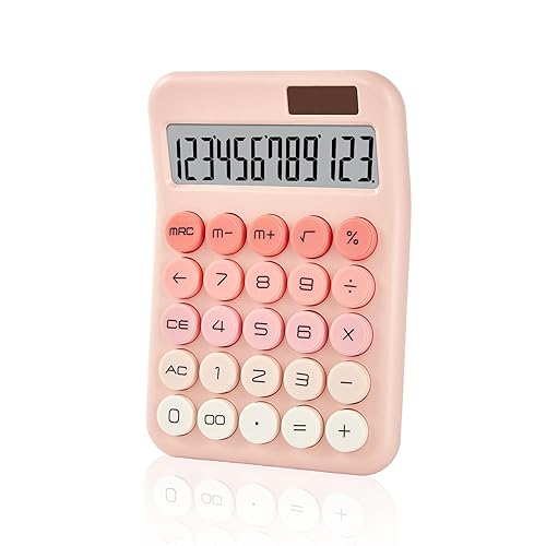 KANBIT Small Desktop Calculator with LCD Large Display and Sensitive Button, Dual Solar and Battery Powered with Automatic Sleep Basic Cute