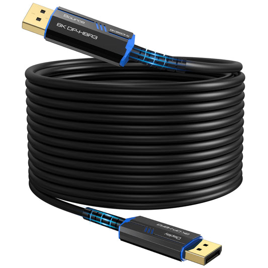 8K Long DP Fiber Optic Cable 165Feet/50m, 8K@60Hz, 4K@144Hz, 32.4Gbps Displayport 1.4 Cable, Gold Plated Connector, Slim and Flexible Cord, Support